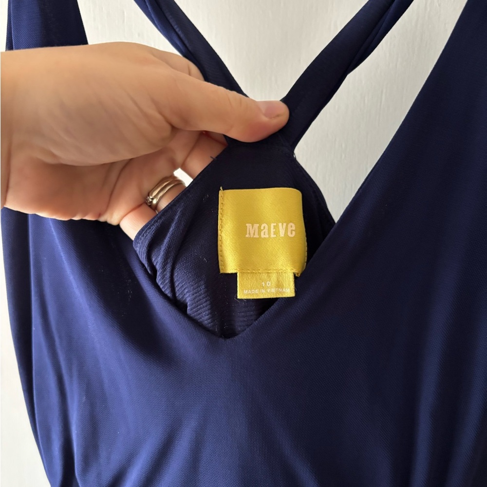 Anthropologie Maeve Deep Blue Dress with Crisscross Detail - Picture 4 of 7